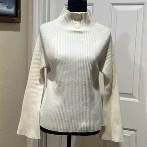 SNIDEL RIB KNIT BELL SLEEVE WOOL BLEND IVORY SWEATER SIZE F ( ONE SIZE)